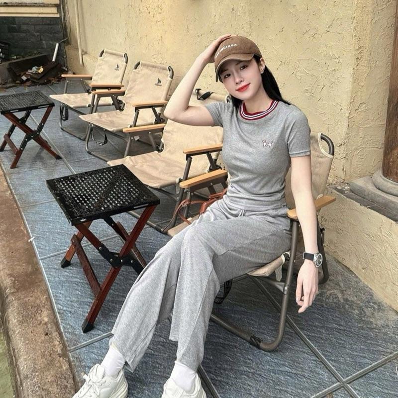 Sét bộ len lông thỏ thêu nổi cổ bo viền dáng basic quần xuông đơn giản mặc lên trẻ trung sang trọng lịch sự phù hợp mọi lứa tuổi top ươmen by KU Store 1