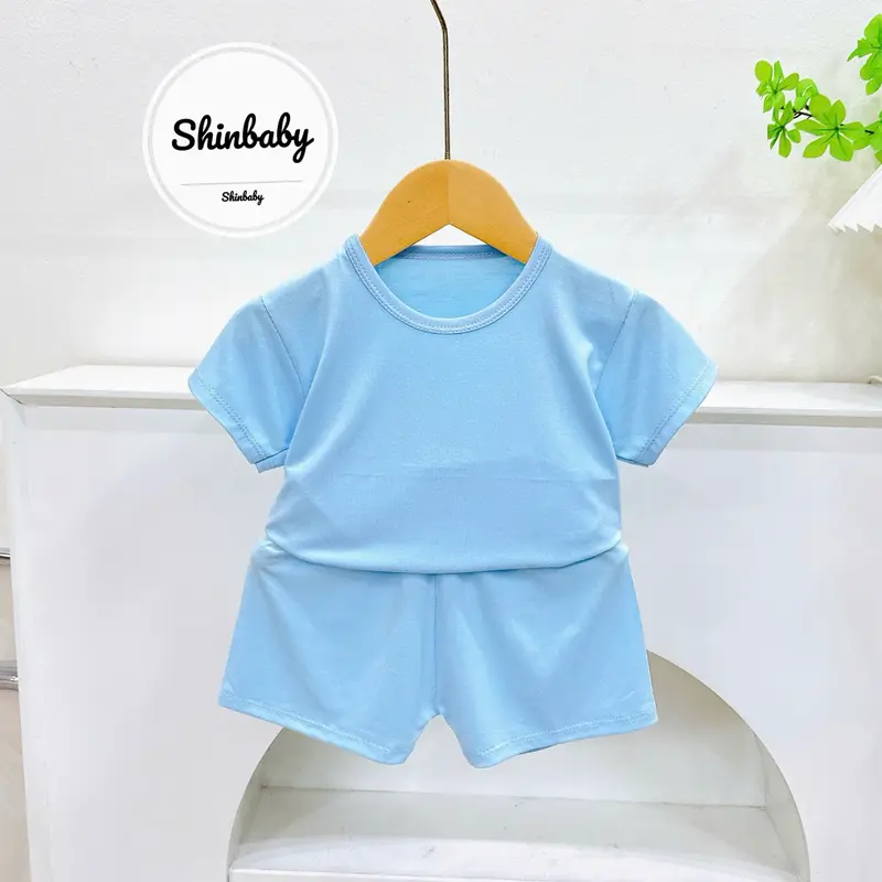 Set 5 Bộ Quần Áo Cộc Tay Thun Lạnh Mềm Mát Kiểu Trơn Đơn Giản Cho Bé Mặc Nhà, Mặc Đi Học, Đi Chơi bộ  thun  dothun  lanh 6