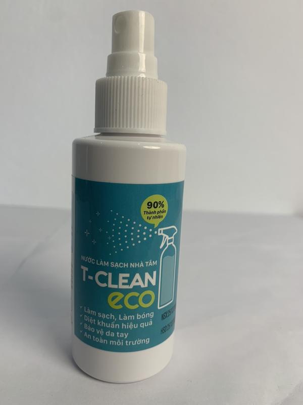 Chai xịt Tẩy rửa đa Năng nhà tắm T-Clean Eco 100ml dùng thử - An Toàn Cho Sức Khỏe & Môi Trường Tẩy Cặn Canxi Ố Vàng Khử Khuẩn Làm sạch Vòi Sen Bồn Cầu Gạch Men Bề Mặt Gương - Kính