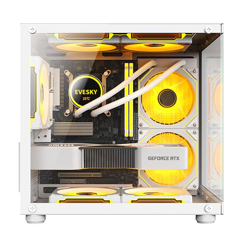 Product Introduction of 270 Degree Glass PC Case Transparent Desktop Computer Tower For M-ATX/ITX Motherboard SSD 7 Air Cooling Fans 320mm Graphic Card 15