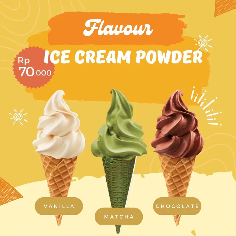 Bubuk Soft Ice Cream Premium 1 Kg - Soft Ice Cream Vanilla Chocolate Matcha - Tersedia Harga Grosir Minimal Order 10 kg