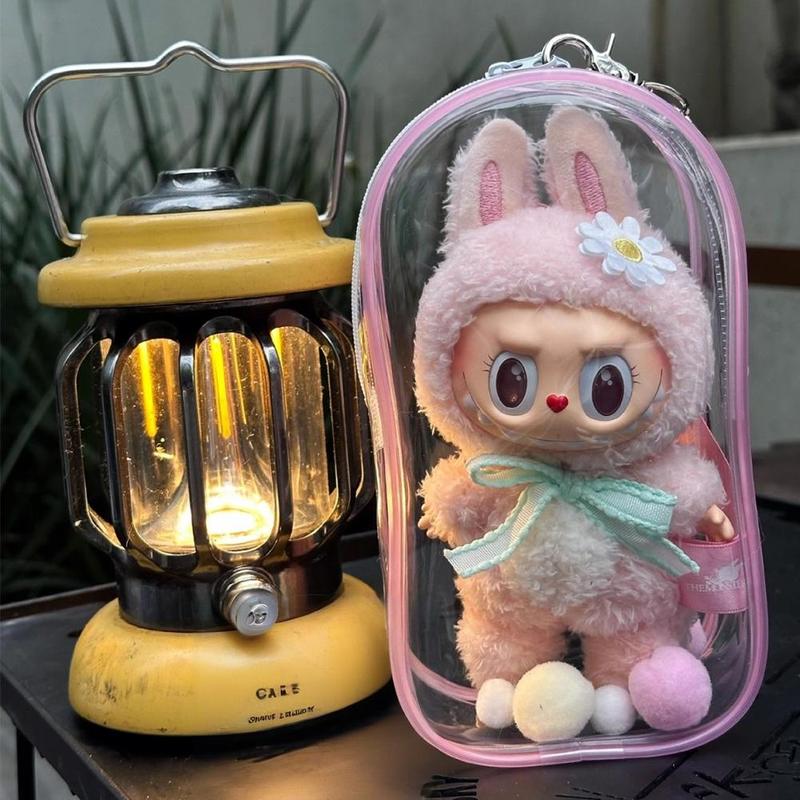 Product Introduction of [Only Bag] Transparent Storage Bag For 15-17CM LABUBU Dust Proof Cotton Doll Baby Walking 19cm Hanging Bag 18