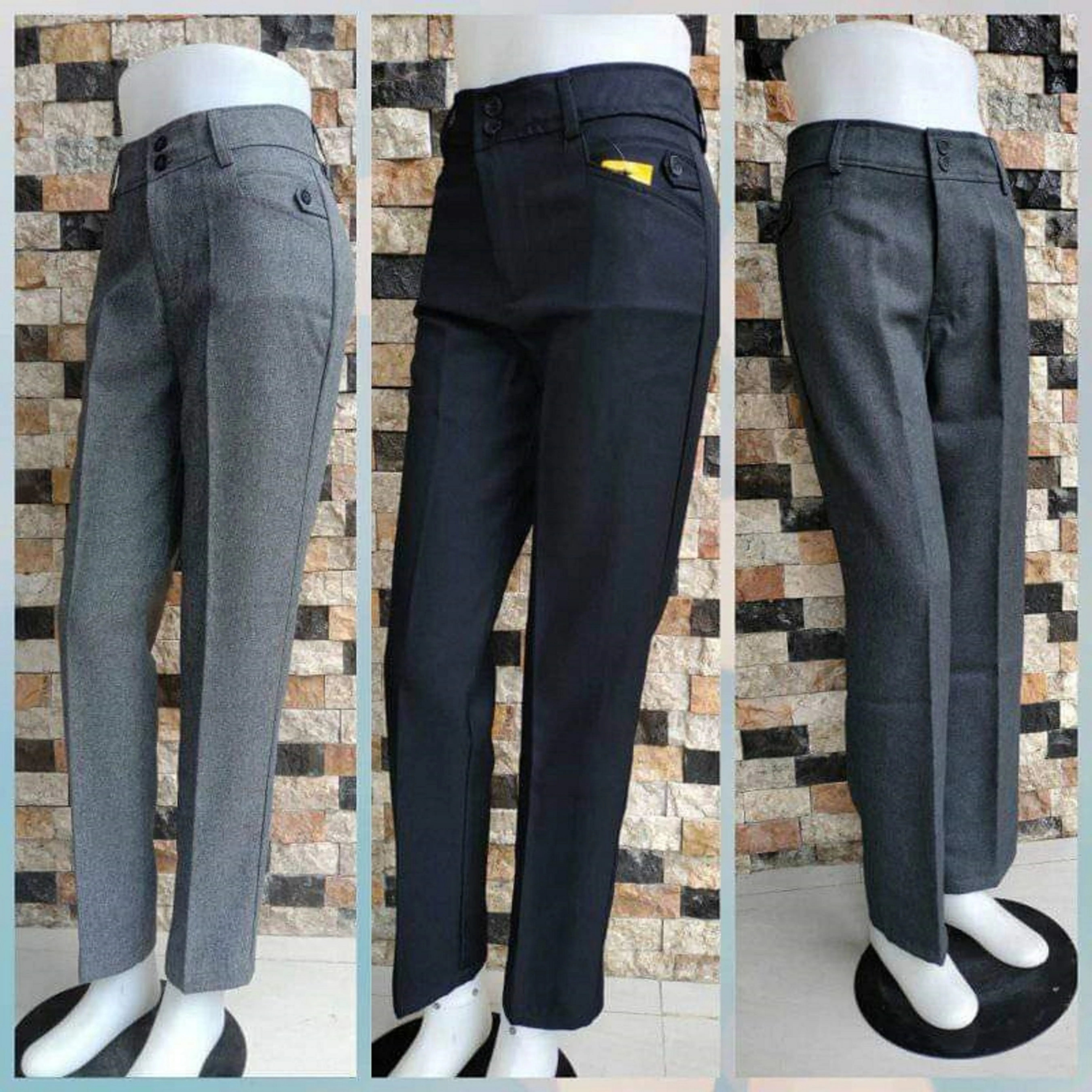 (WANITA KARIR) CELANA KERJA WANITA BAHAN KAIN DASAR WOOLL Pensil Nyaman Slimfit Panjang Kantor Formal Hitam