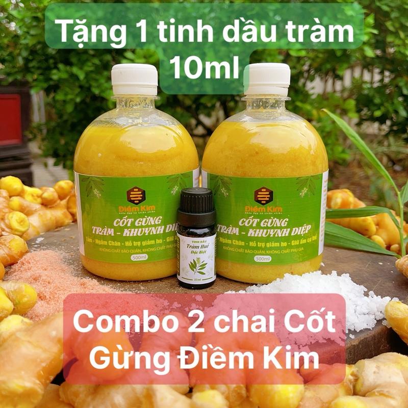 [Mua 2 Tặng tinh dầu ] Combo Cốt Gừng Tràm Khuynh Diệp Điềm Kim 500ml- Pha Tắm, Ngâm Chân, Giữ Ấm