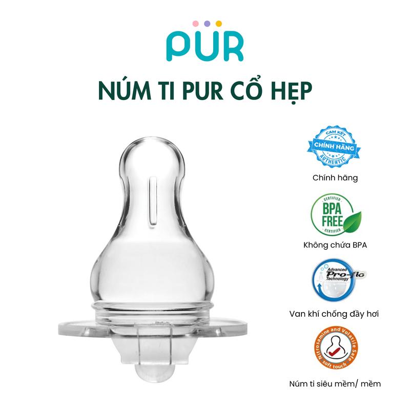 PUR - NÚM TI BÌNH SỮA PUR CỔ HẸP ( NÚM LẺ / XÁ) bình pur  cổ hẹp