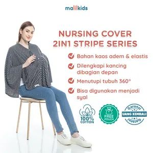 Malilkids Nursing Cover 2in1 Stripe Series - Apron Penutup Menyusui
