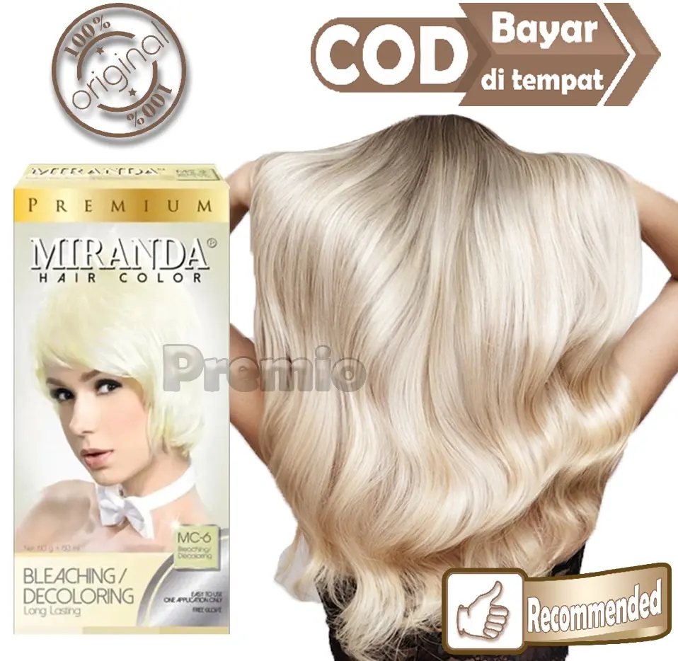 MIRANDA Hair Color Cat Rambut Putih Blonde Pewarna Rambut Bleaching Decoloring MC-6