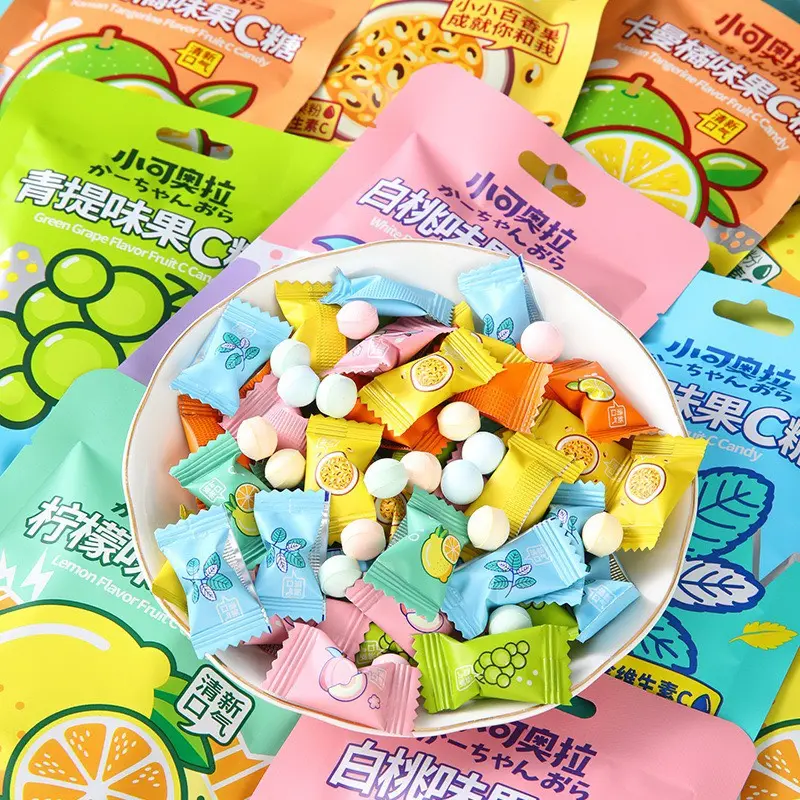 Kẹo Ngậm không Đường Thơm Miệng, cung cấp vitamin C Vị Trái Cây dạng gói