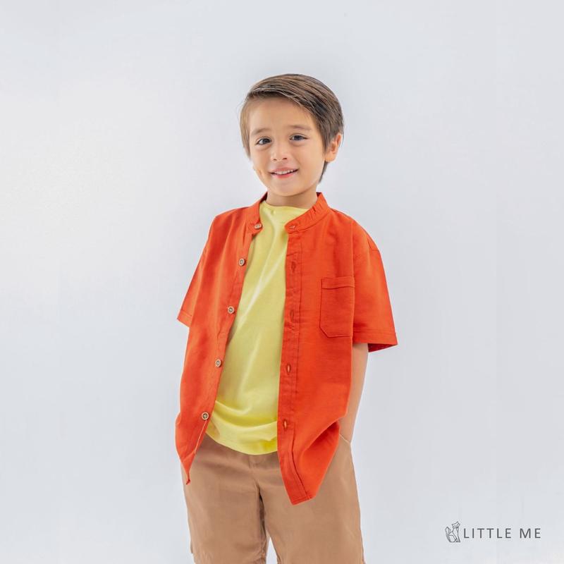 Kemeja Anak Bayi Polos / Kemko Anak dan bayi Tangan Pendek / Kemeja Koko Bayi dan Anak Linen Katun Tangan Pendek 6 bulan - 8 Tahun 4