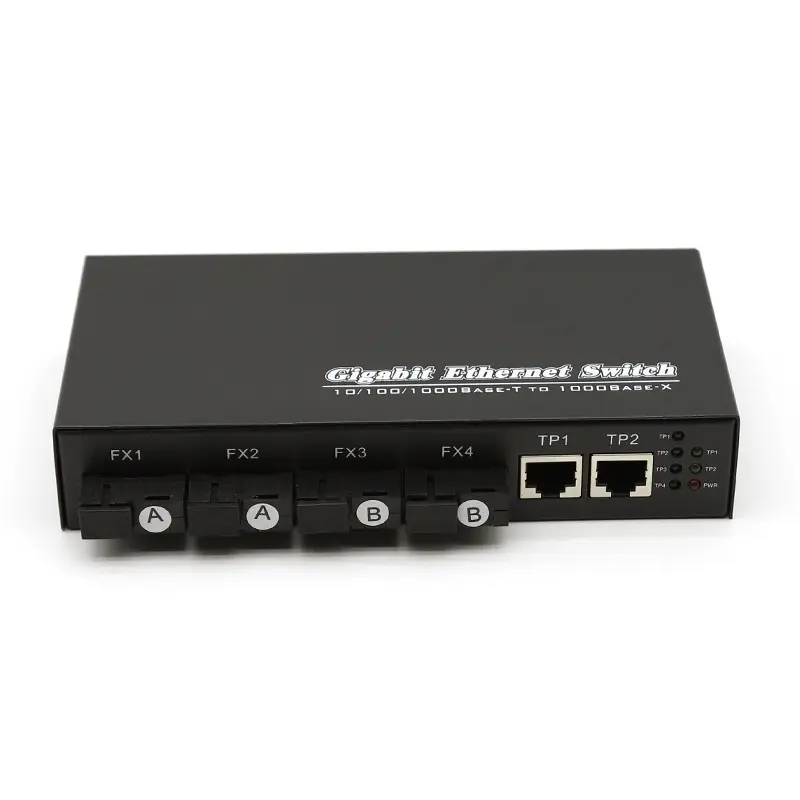 Gigabit Ethernet Switch MEDIA Converter Single Mode 4 1.25G SC 3 1000M RJ45 2
