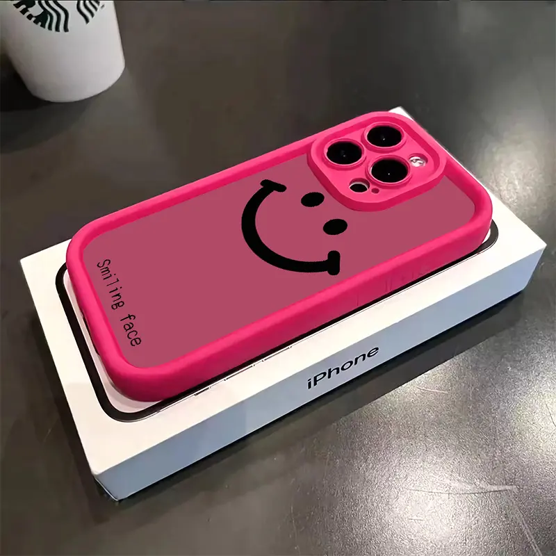 Vỏ tương thích cho iPhone 15, 14, 13, 12, 11 Pro Max, X, Xr, Xs Max, SE, 8, 7 Plus, biểu cảm mặt cười tối giản, Cặp đôi dễ thương, ống kính Ốp Điện Thoại , bao gồm tất cả, vỏ silicon mềm chống sốc cho điện thoại, nắp lưng TPU 3