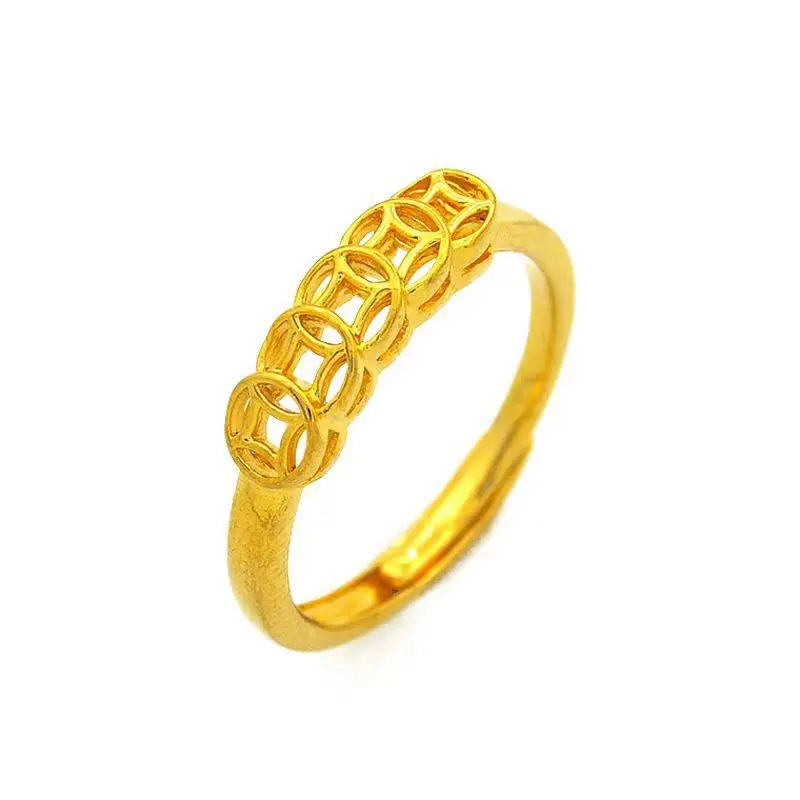 Thai Silver Jewelry Korean Retro Fashion Plain Silver Five Coins Open Ring for Women Design Factory