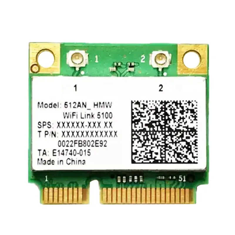 Thẻ WiFi, 5100AGN, Băng tần kép 2.4G & 5G, 300Mbps, Thẻ mạng không dây MINIPCIE, Tương thích với máy tính xách tay DELL, ACER, ASUS, Toshiba và Hasee