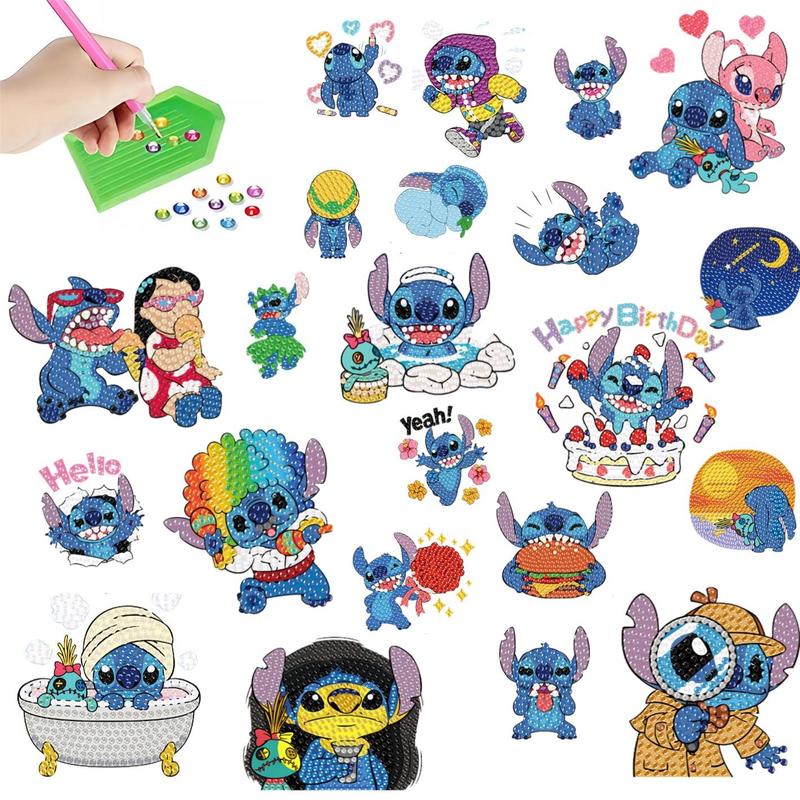 Product Introduction of Cartoon Stitch Diamond Art Painting Sticker, 1 Set DIY Diamond Arts Painting Sticker, DIY Decorative Art Picture for Home Bedroom, Christmas Gift 0