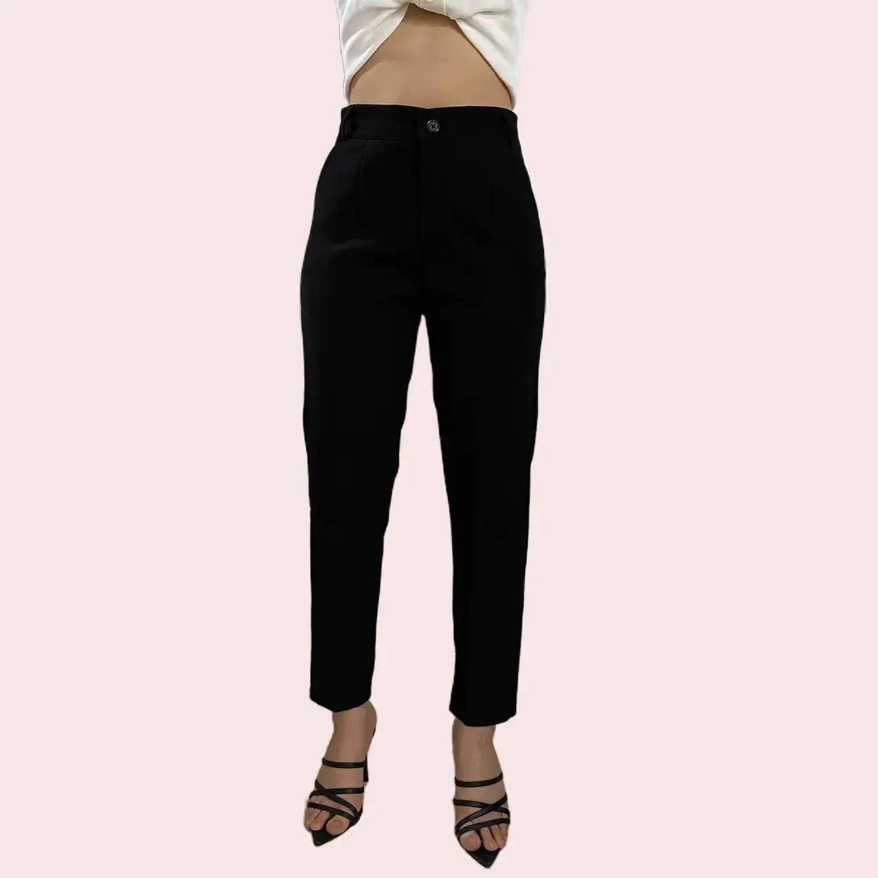 Quần baggy nữ lưng cao công sở vải quần tây âu đi học đi làm màu Đen (Tặng thắt lưng trên live)