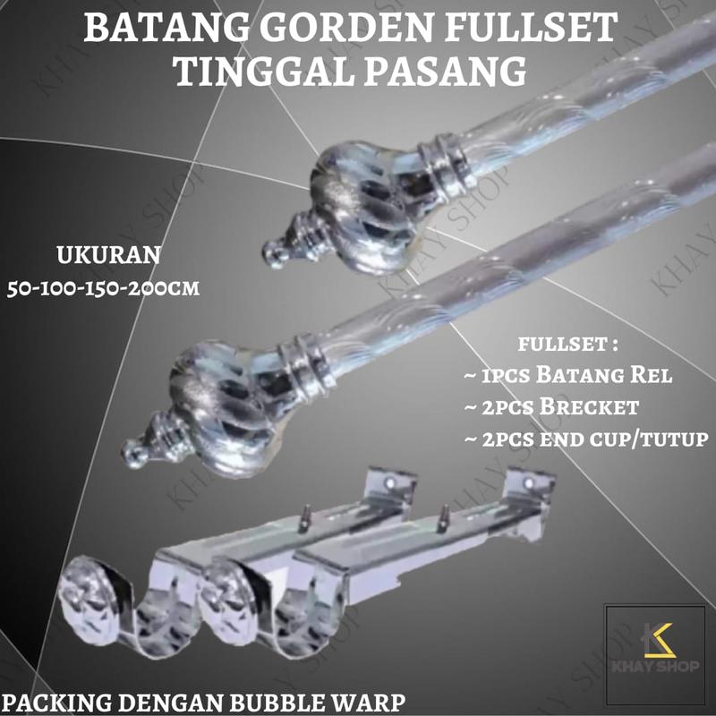 Product Introduction of Batang Gorden Fullset Ukuran 50-100-150-200 CM dengan Bracket 2 Fungsi 2