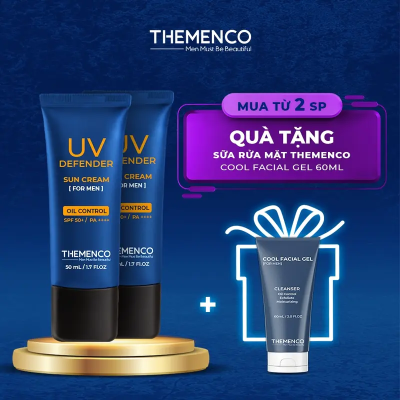 [Tặng Sữa Rửa Mặt Khi Mua Từ 2SP] Kem Chống Nắng Dành Cho Nam Giới UV Defender Sun Cream Themenco 50ml 0