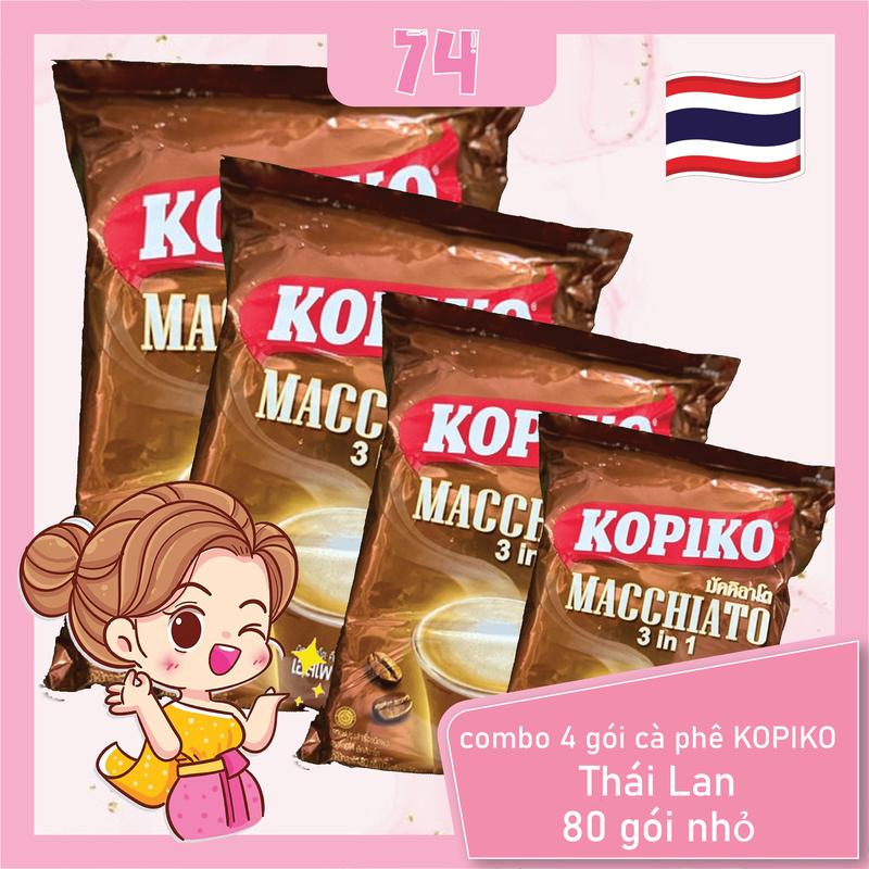 Combo 4 gói cà phê Kopiko - Hương vị tuyệt vời - Coffee Cafe Socola cf sữa gấu