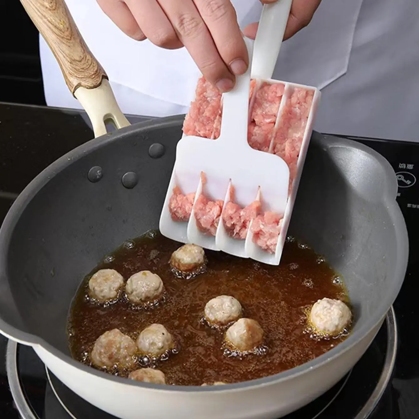 Kitchen Meatball Maker, 1 Count Manual 4-grid Non-stick Meatball Maker, Kitchen Gadgets Supplies