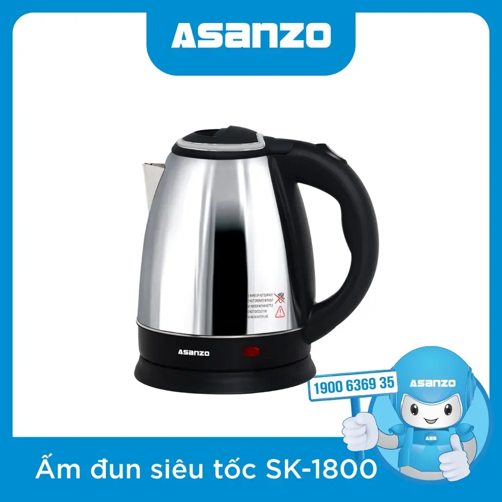 Ấm đun nước  Asanzo SK1800-dung tích1,,8 lít- hàng chính hãng