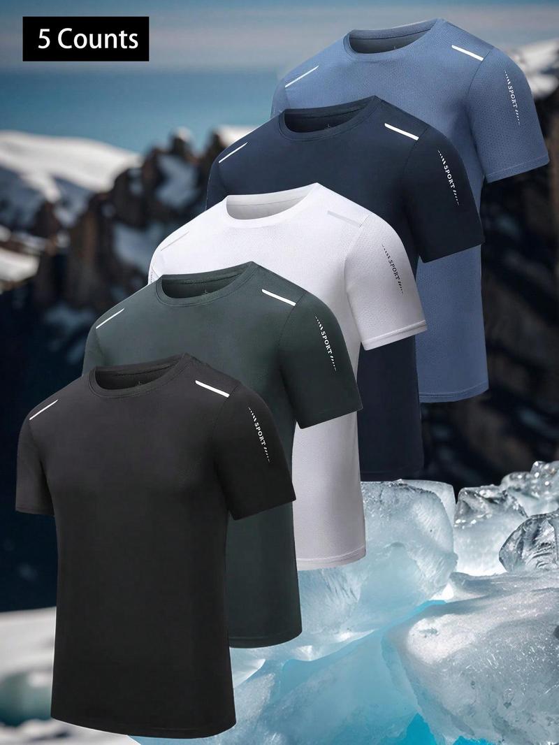 Product Introduction of Men's Short Sleeve Tee, Quick Drying Breathable T-shirt, Casual Sporty Top for Gym Workout Running, Men's Clothing for Summer 1