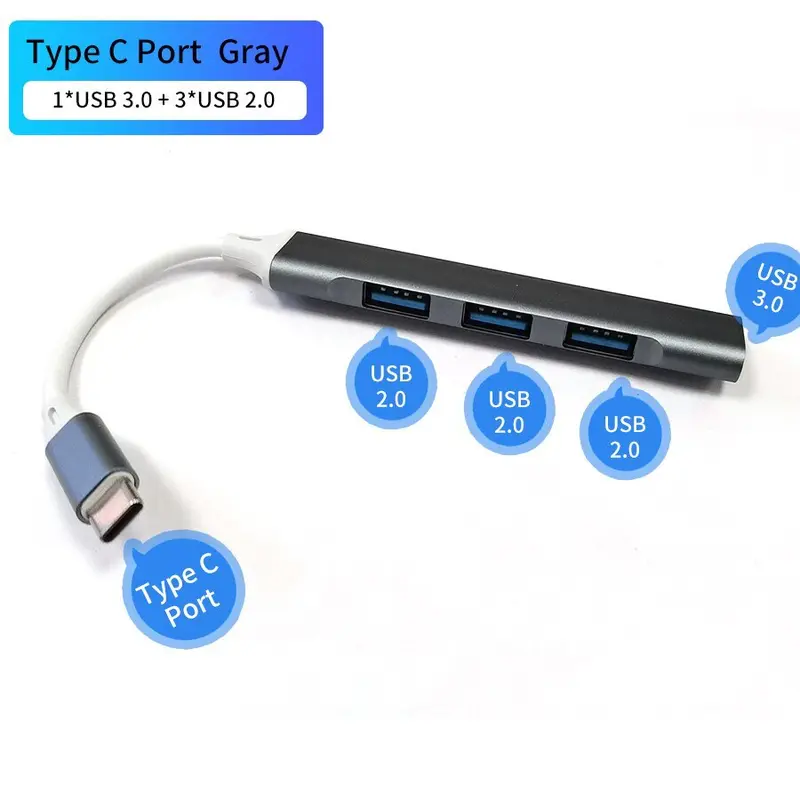 LEVINO USB HUB Type C / USB A Hub High Speed USB 3.0 Adapter to 4 Port Multi Splitter USB 3.0 Hub Otg Splitter For PC/Android/IOS 7