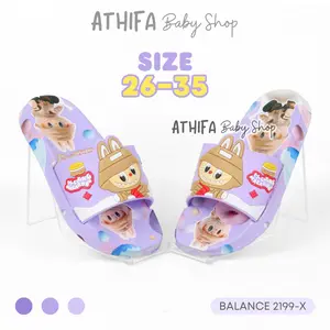 Sandal Labubu Anak Perempuan Sendal Slop Karet Karakter Lucu Usia 3 4 5 7 8 9 10 Tahun 2199-X Ungu