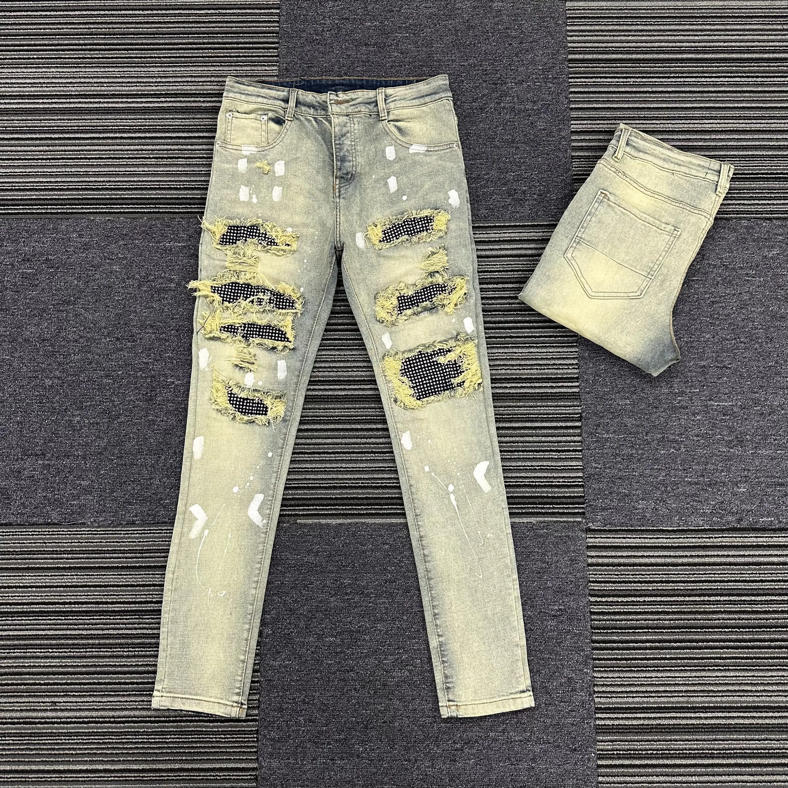 QUẦN JEANS NAM XANH Ố VÀNG ĐÁ TO Menswear Jean Pants