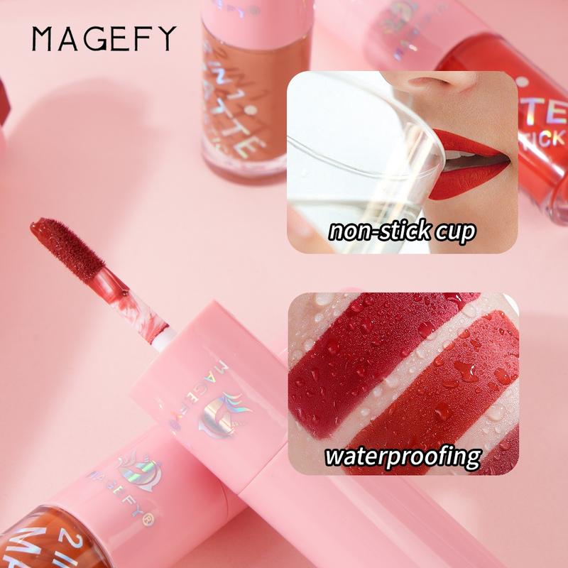 【CUCI GUDANG】MAGEFY 2-IN-1 Lipstik  / Matte Liquid Lipstick / Lip Lembut Tahan Lama Pelembab Pigmentasi Tinggi 12 Colors 8016 6