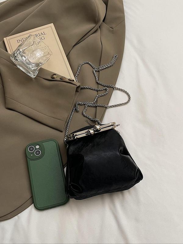 Women's Fashionable Metallic Frame Design Crossbody Bag, Casual Versatile Shoulder Bag for Daily Used, Trendy All-match Commuter Bag 8