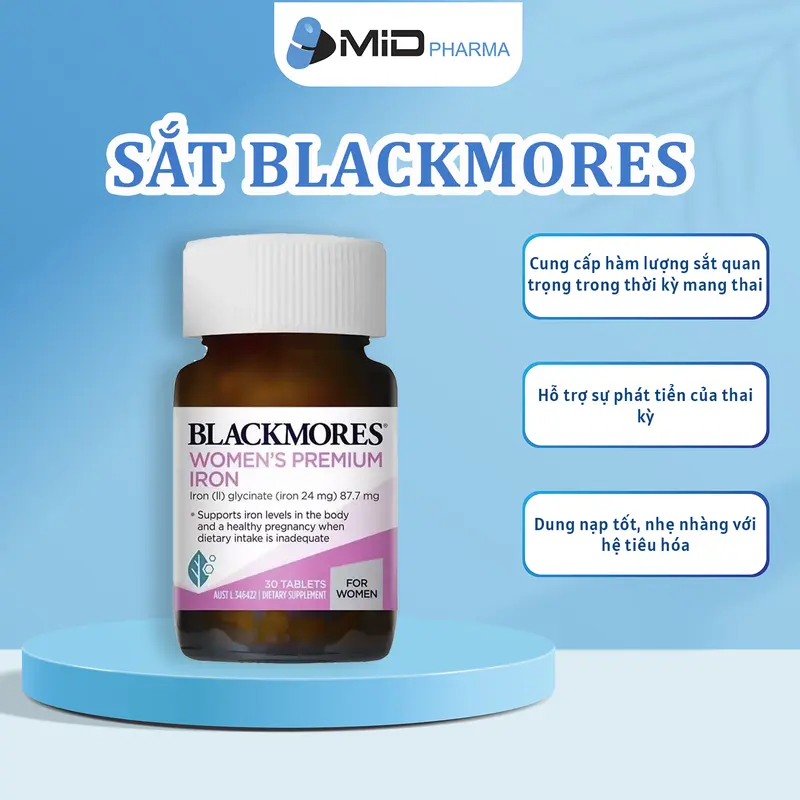 Mid Pharma | Viên uống bổ sung sắt Blackmores cho bà bầu của Úc Blackmores Iron 30 viên 0