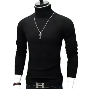 Turtleneck premium pria lengan panjang korean style Kaos leher tinggi rajut  Sweater Knitwear tebal Turtle neck
