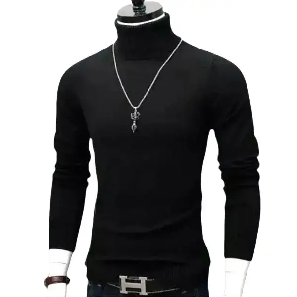 Turtleneck premium pria lengan panjang korean style Kaos leher tinggi rajut  Sweater Knitwear tebal Turtle neck