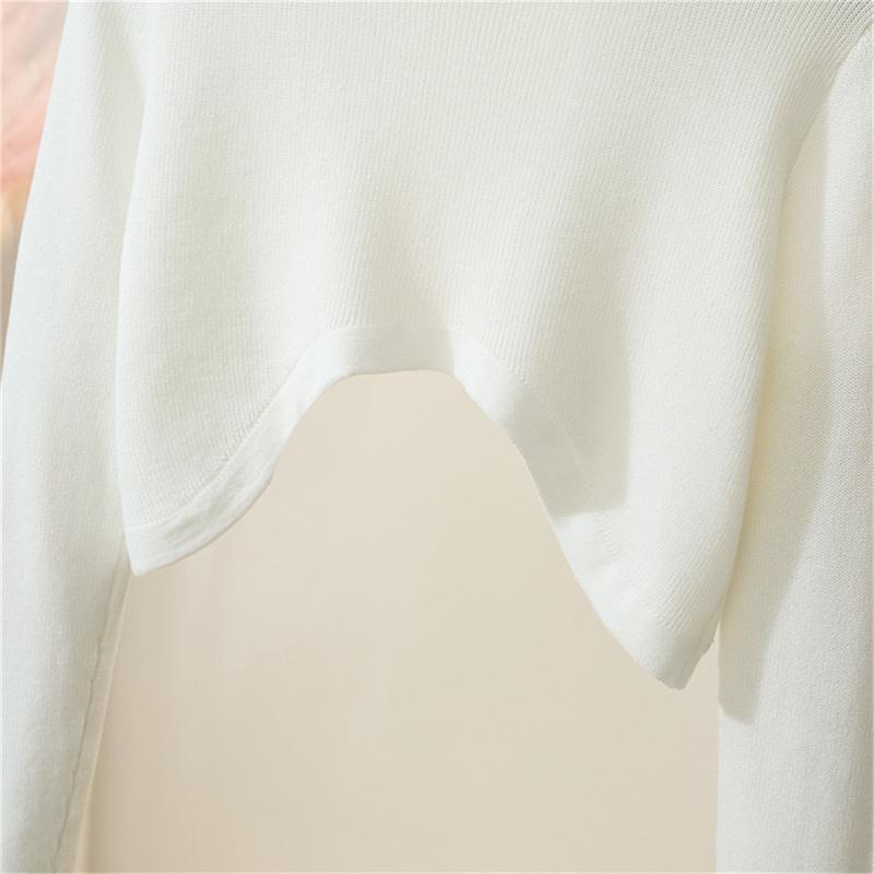 Product Introduction of Áo Cardigan Phụ Nữ Nhún Nhún, Màu Trơn Thanh Lịch Và Thoáng Khí, Phong Cách Đi Chơi Thiết Kế Hàn Quốc, Áo Khăn Choàng Dễ Phối Đồ 16