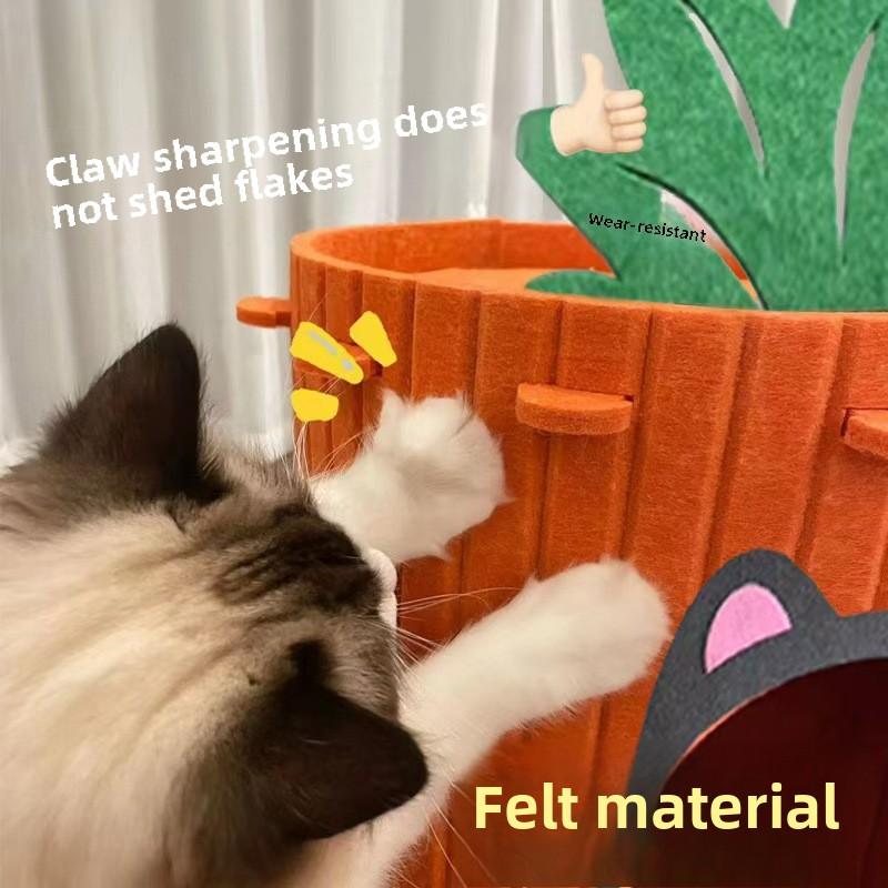 Product Introduction of Felt carrot cat nest semi-closed wear-resistant avoidance tunnel integrated four-season universal pet cats and dogs universal cats tag cattent 1
