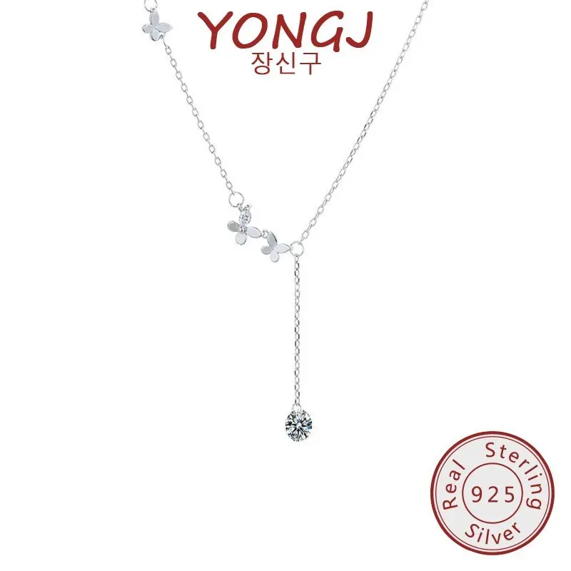 925 Silver Temperament Personality Butterfly Short Necklace for Women