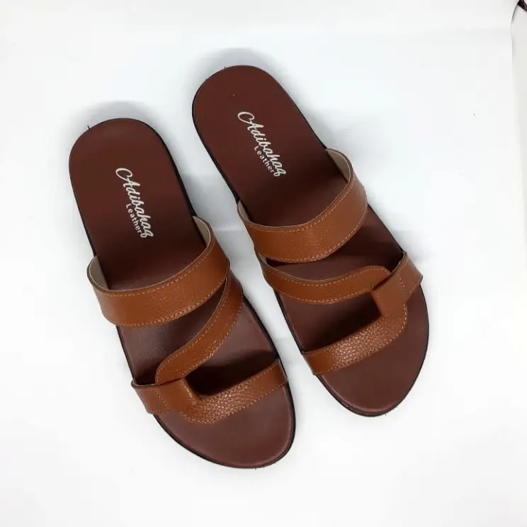 Sandal Flat Teplek Casual Wanita Sandal Kulit Asli Garut Adibahaq Carrisa BK 5
