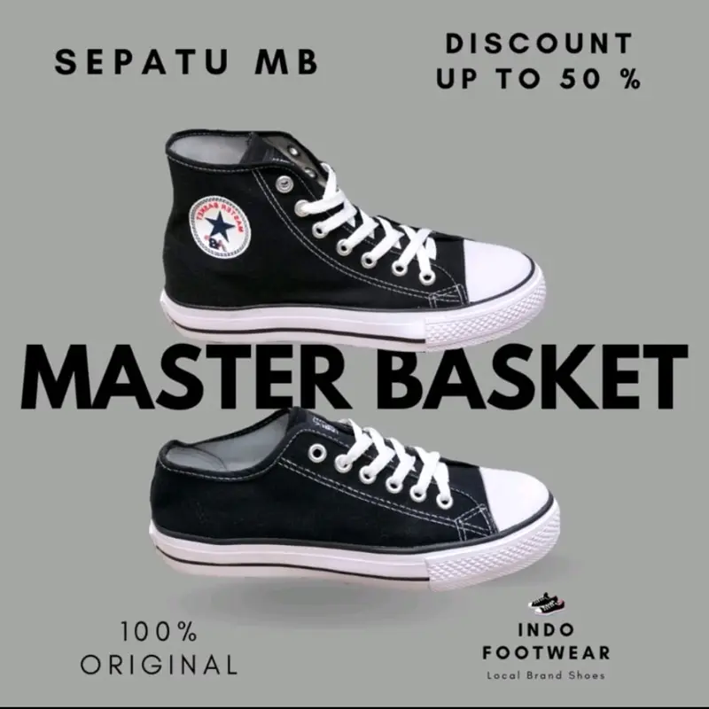SEPATU SEKOLAH MB MASTER BASKET HITAM PUTIH TINGGI PENDEK ANAK SEKOLAH LAKI LAKI PEREMPUAN SD SMP SMA UK 31-42 0
