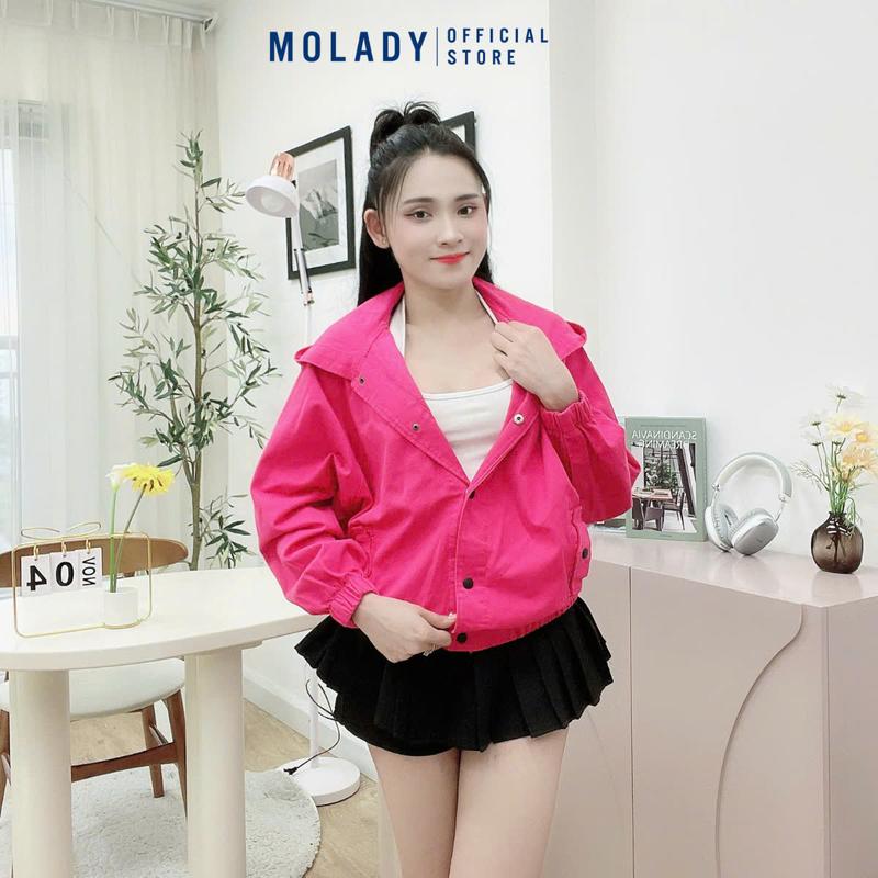 Áo Khoác Kaki Nữ MOLADY K233 Có Nón Thiết Kế Trơn Túi Xéo Thời Trang Top Jacket 4