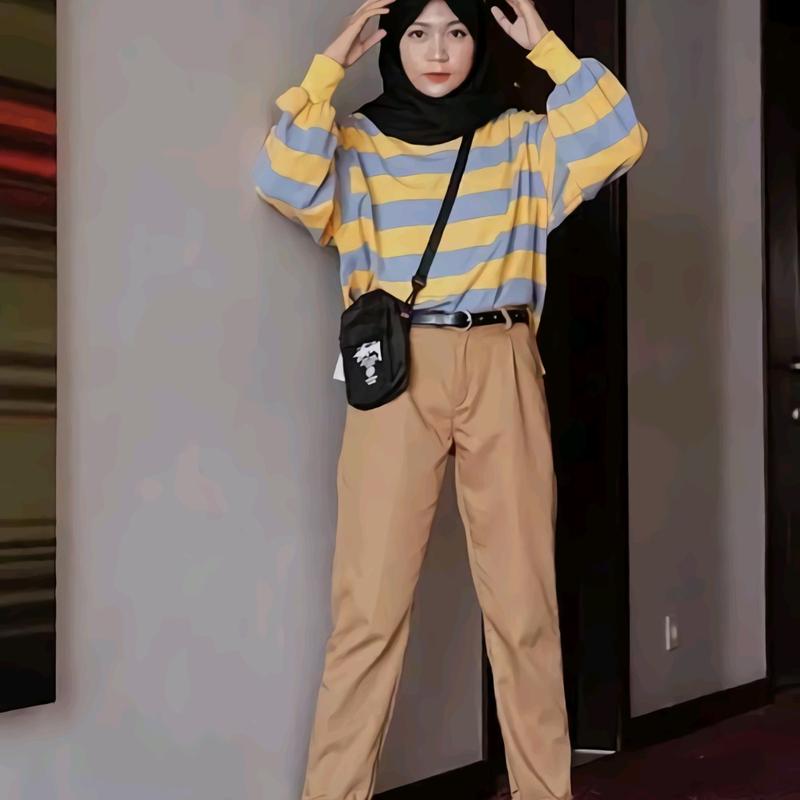 Celana Kerja Wanita Kantor Baggy Pants Panjang Slim Fit Korean Style/Baggy Pants Panjang American Drill Grade A 7