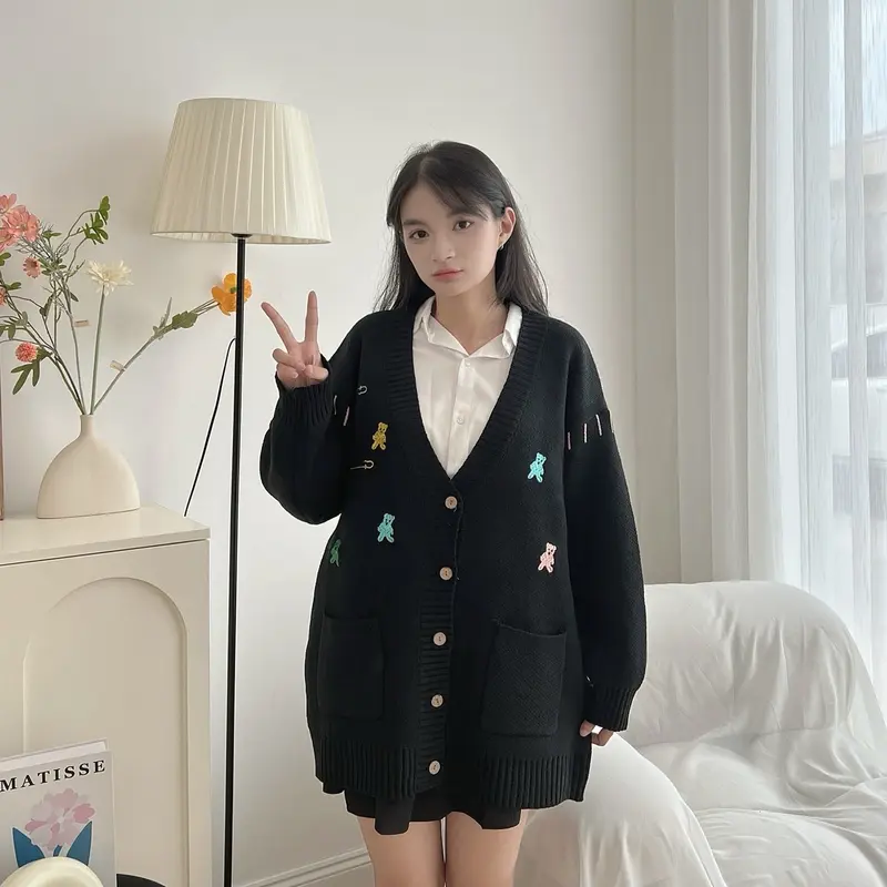ÁO CARDIGAN GẤU TRẮNG SẮC MÀU / GẤU ĐEN SẮC MÀU 7
