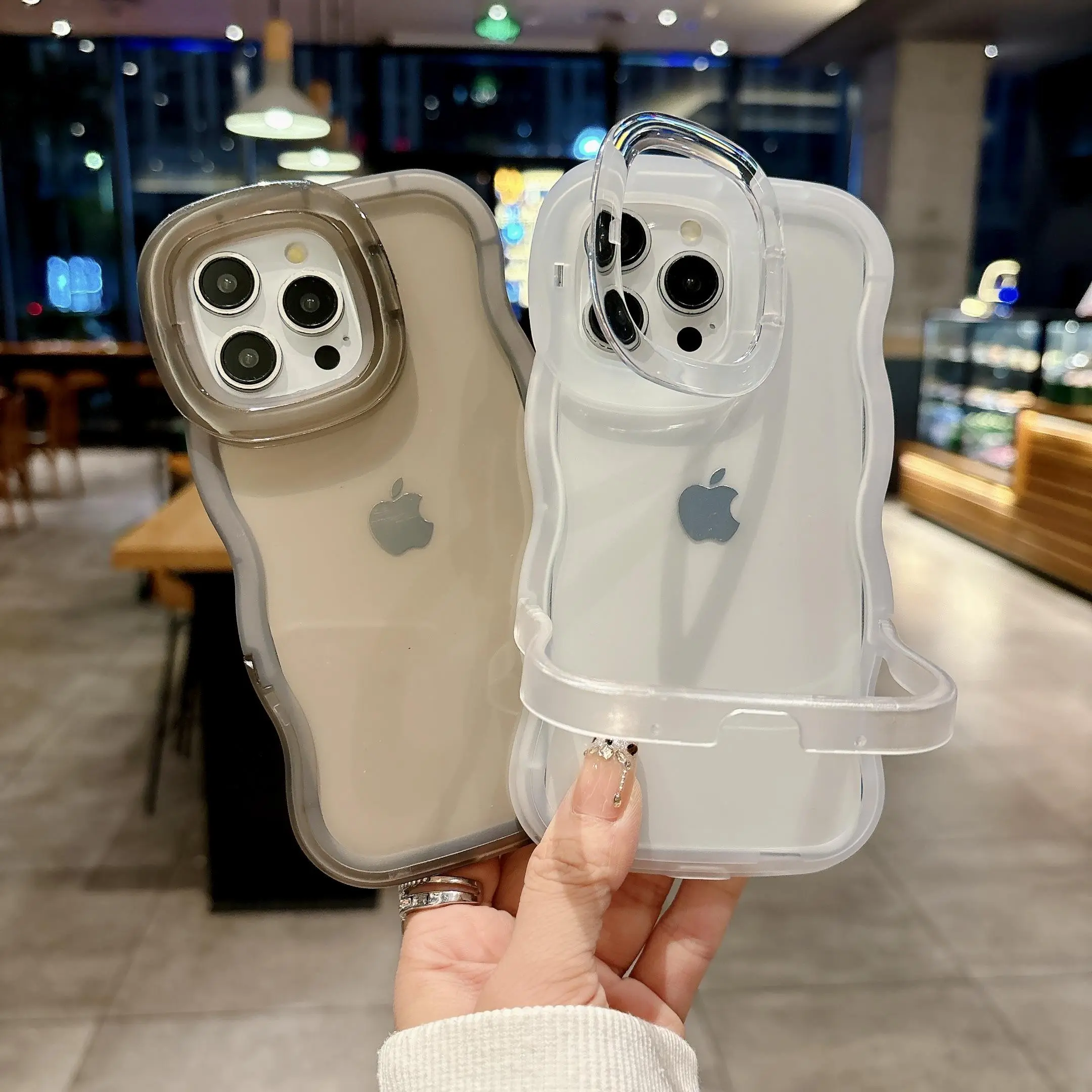 Clear Phone Case with Phone Holder, Silicone Phone Protective Cover, Phone Accessories Compatible with iPhone 12 13 14 15 Pro Max, Casing