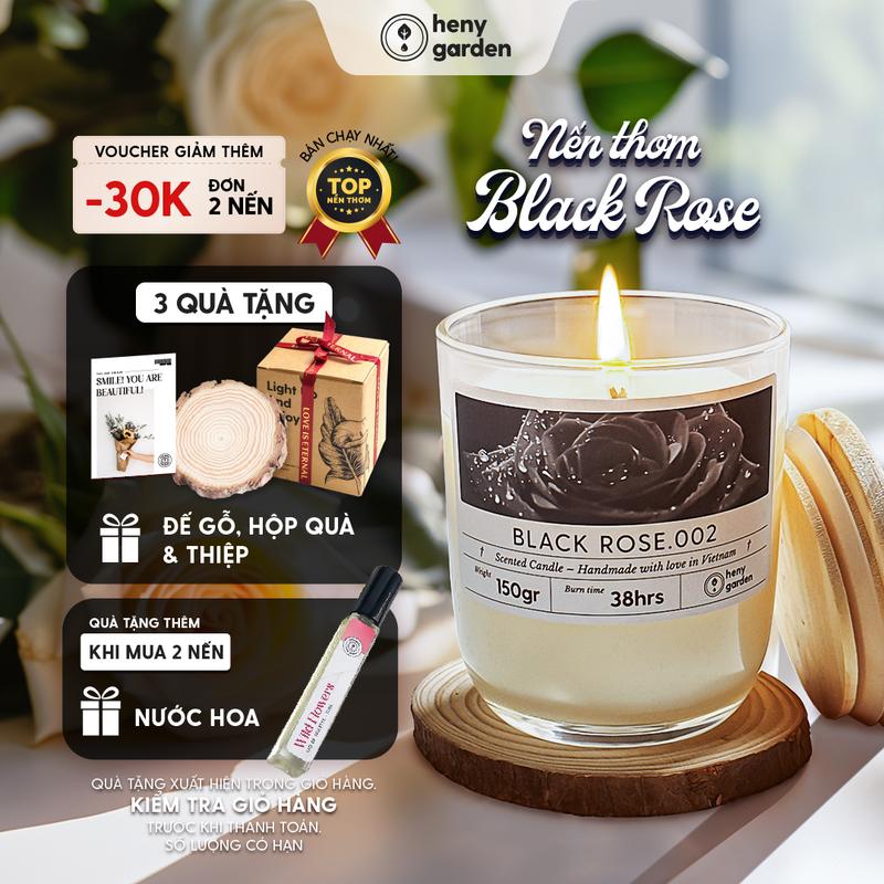  Nến Thơm Dễ Ngủ Hương Black Rose Làm Quà Tặng Decor Thơm Phòng Ngủ BST Chill Relax HENY GARDEN 