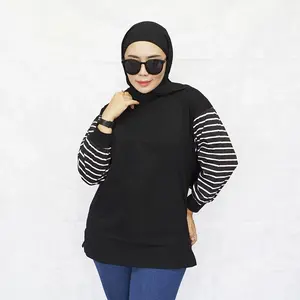 Atasan Lengan Panjang Tangan Salur 4 Warna 3 Ukuran Terbaru Murah Berkualitas Kaos Muslim