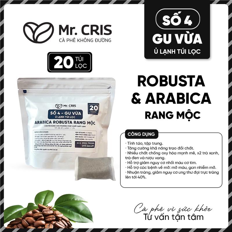 SỐ 4. MR.CRIS - Cà phê Coldbrew túi lọc Robusta - Arabica Cầu Đất - Tiện lợi cho người bận rộn 20 túi x 12gr Cafe Coffee cafephin   white