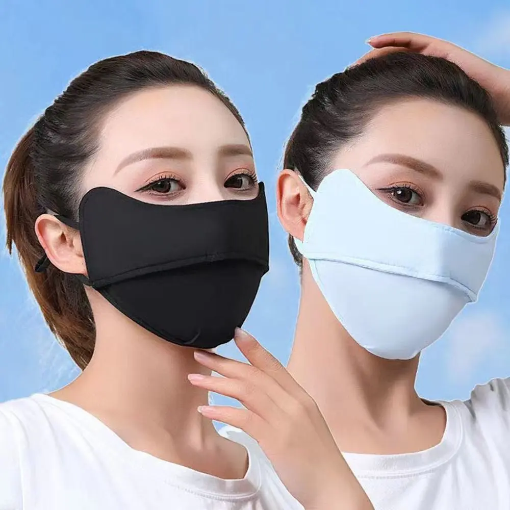 Breathable Summer Fishing Solid Color For Women Eye Protection Hiking Hanging Ear Type Outdoor Sunscreen Mask Face Scarf Ice Silk Mask Face Cover