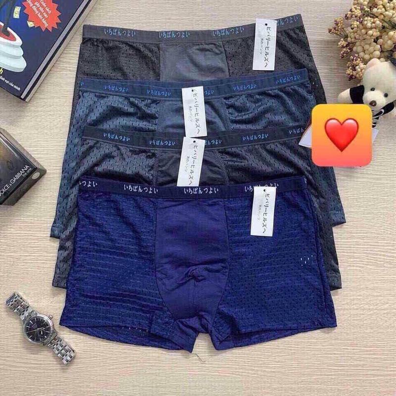 [Có size lớn] Set 4 Quần Boxer nam, quần sịp đùi nam lưới Nhật thun lạnh thông hơi - Hàng đẹp chất lượng