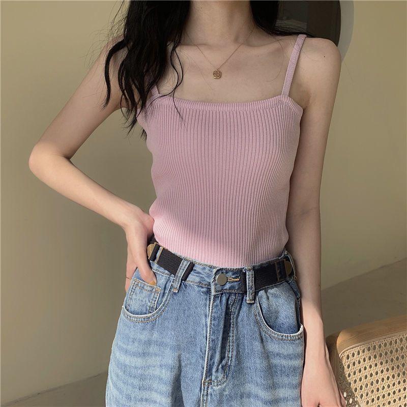 Áo Vest Hai Dây Lụa Lạnh Không Tay Mùa Hè, Dành Cho Nữ, Ngắn, Mỏng Vừa Vặn, Có Thể Mặc Bên Trong Áo Lớp Cơ Sở Áo Mặc Bên Ngoài Thích Hợp Cho Nữ 4
