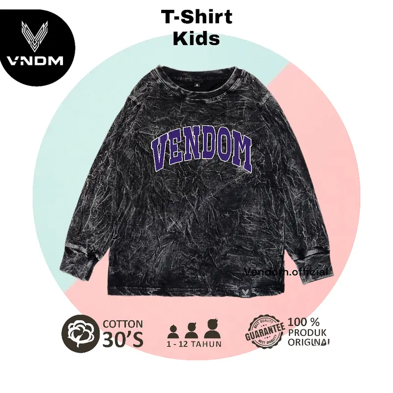 Vendom Kids Baju Kaos Anak Washet LakiLaki / Perempuan Unisex Umur 1-12 Tahun Bahan Cotton 30S Lengan Panjang Laki-Laki 2