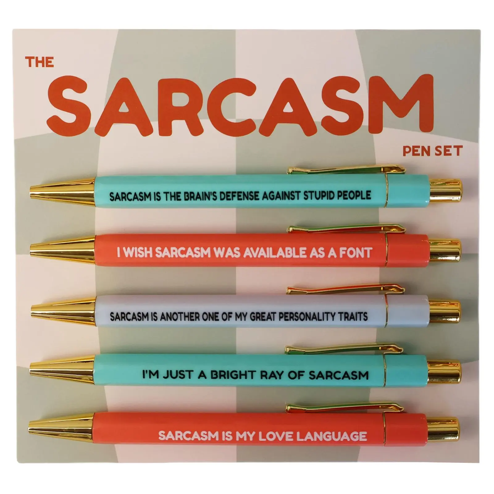 Sarcastic Quote Pattern Ballpoint Pen Set, 5 Counts/set 1.0mm Black Ink Ballpoint Pen, Humorous Language Ballpoint Pen, Unique Office Gift